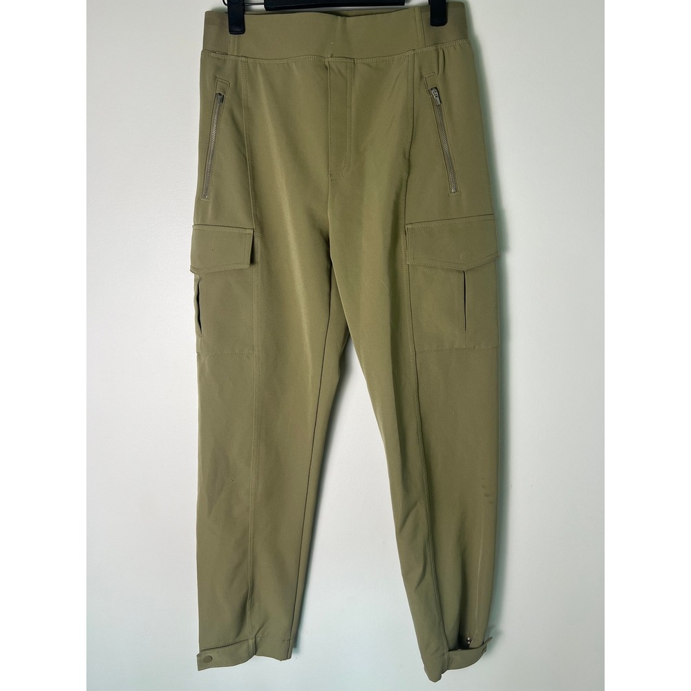 Athleta Cargo Pants Wm 2 Olive Green High Rise Utility Stretch Snap Cuff 1903